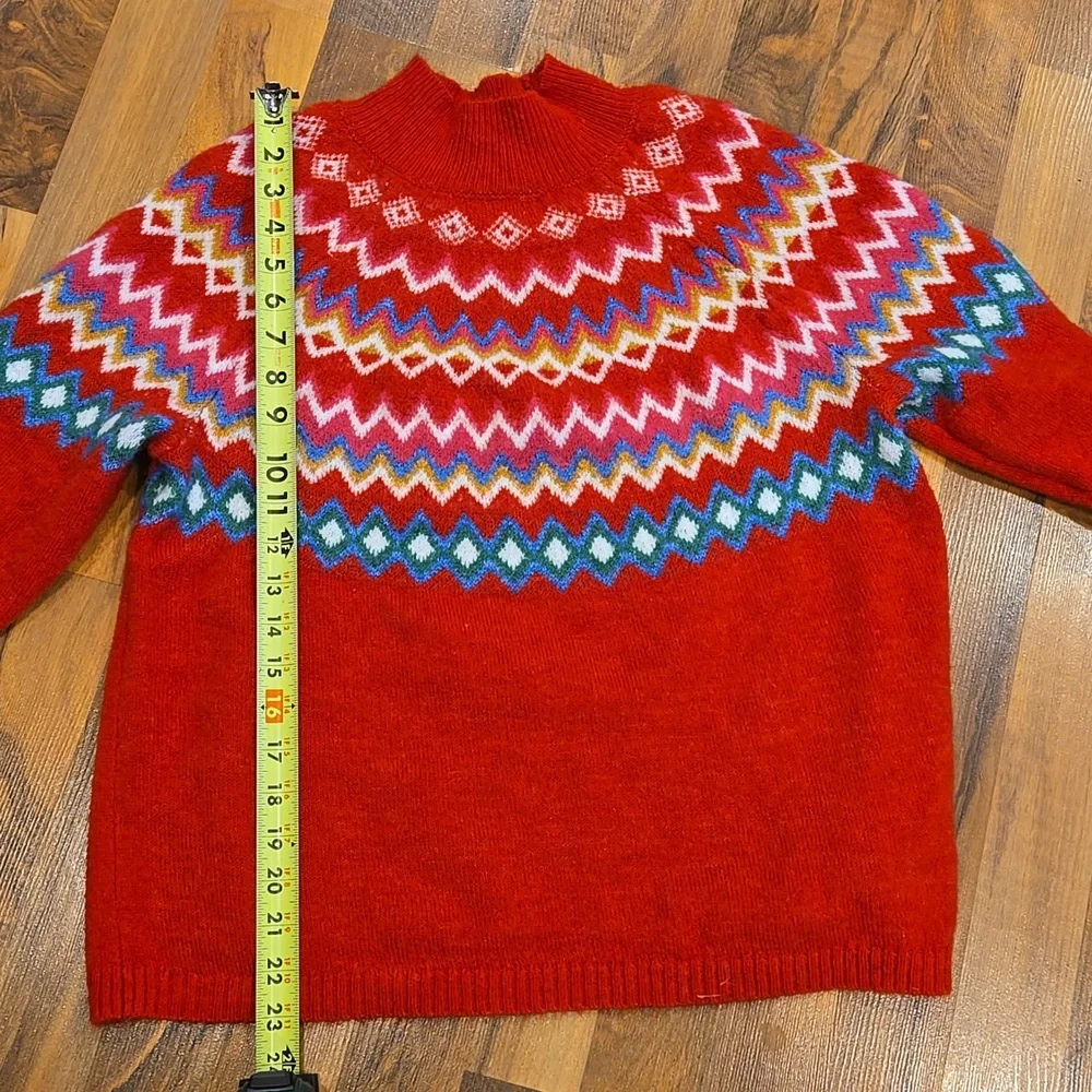 Colorful Red Zigzag Snowbunny Pattern Sweater